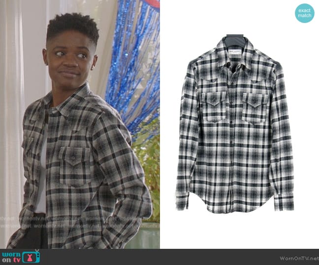 Saint Laurent Flannel Shirt worn by Tamia Cooper (Bre Z) on All American