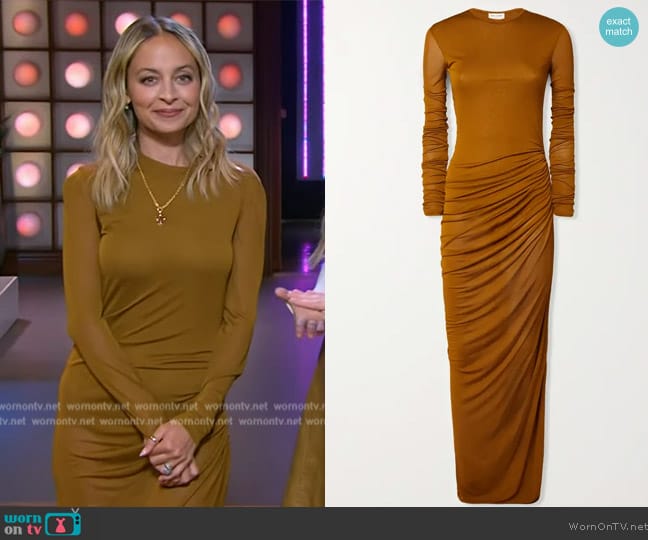 Saint Laurent Voile Jersey Gown worn by Nicole Richie on The Kelly Clarkson Show