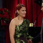 Sally’s green sequin one-shoulder dress on The Young and the Restless