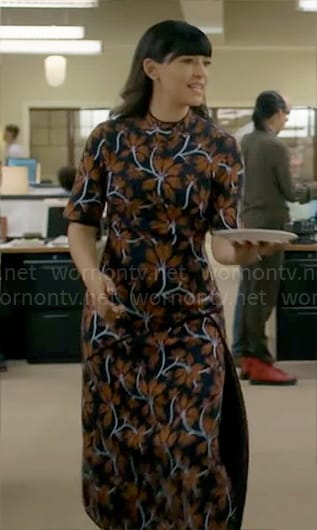 Sam's floral midi dress on Not Dead Yet