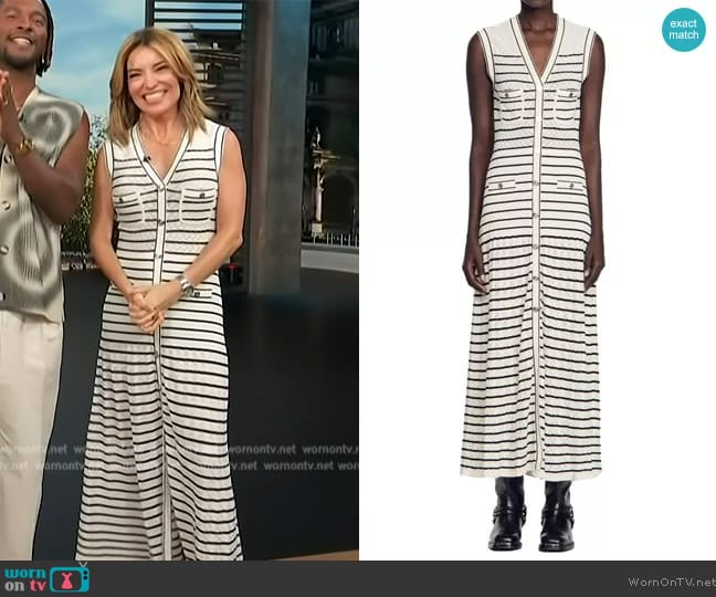 Sandro Molina Button Front Maxi Sweater Dress worn by Kit Hoover on Access Hollywood