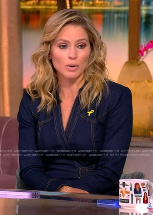 Sara's denim belted midi dress on The View