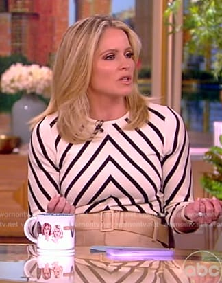 Sara’s chevron stripe top and belted skirt on The View