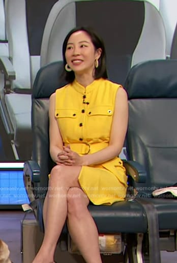 Sara Jane Ho’s yellow utility dress on The Drew Barrymore Show