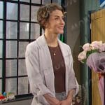 Sarah's pale pink long jacket on Days of our Lives