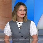 Savannah’s white puff sleeve top and grey dress on Today