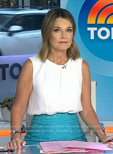 Savannah's white top and blue lace skirt on Today