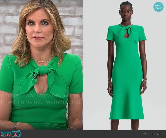 Scanlan Theodore Crepe Knit Cravat Dress worn by Natalie Morales on CBS Mornings