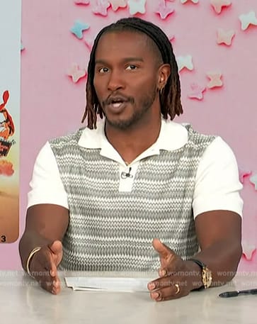 Scott's colorblock knit polo on Access Hollywood