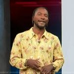 Zuri's yellow floral print shirt on Access Hollywood