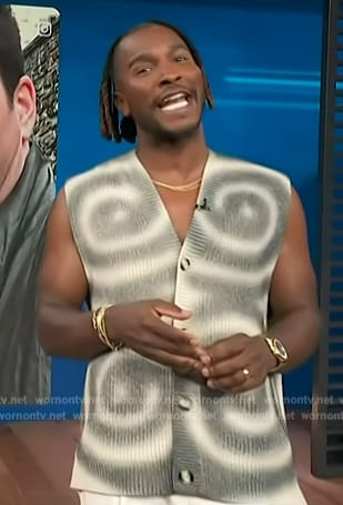 Scott’s gray swirl print vest on Access Hollywood