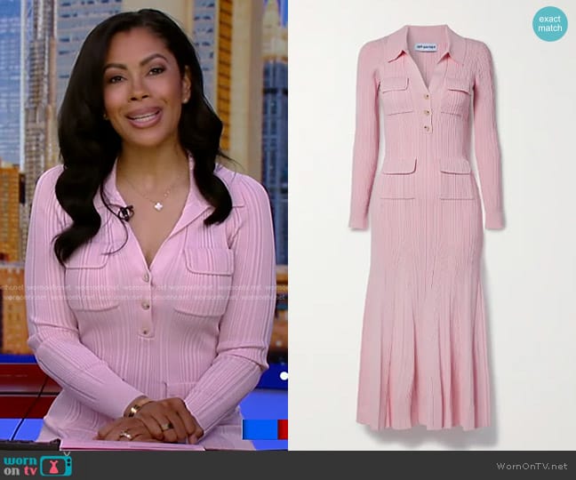 Self Portrait Ribbed-Knit Midi Dress worn by Shirleen Allicot on Good Morning America