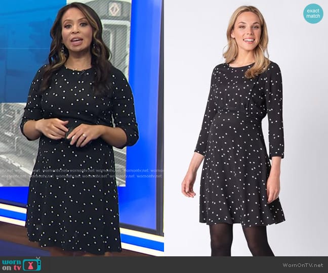 Seraphine Black Print Maternity & Nursing Dress worn by Adelle Caballero on Today