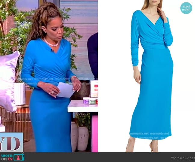  Gathered Jersey & Crepe Maxi-Dress worn by Sunny Hostin on The View