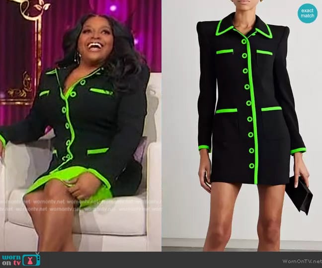 Sergio Hudson Frame wool-crepe mini dress worn by Sherri Shepherd on Sherri