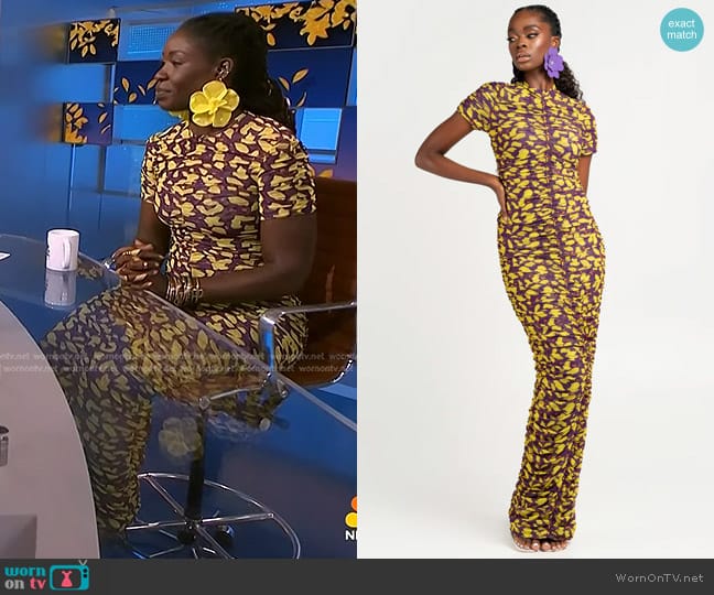 Shakara Saki Ruched Maxi Dress in Purple worn by Alua Arthur on NBC News Daily