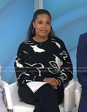 Sheinelle's black floral sweater on Today