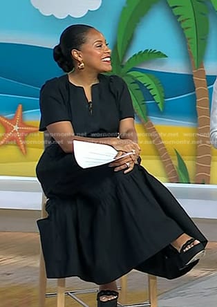 Sheinelle's black smocked maxi dress on Today