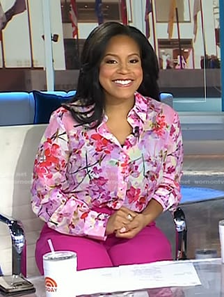 Sheinelle's pink floral print blouse on Today