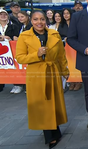 Sheinelle's yellow belted trench coat on Today
