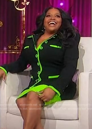 Sherri’s black and green contrast blazer dress on Sherri