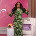 Sherri’s green floral print ruched dress on Sherri