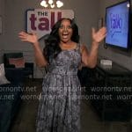 Sherri Shepherd’s grey floral midi dress on The Talk