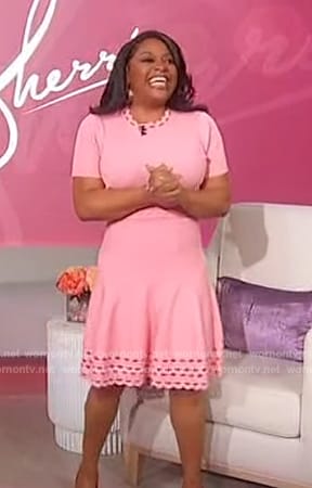 Sherri's pink laser cutouts mini dress on Sherri