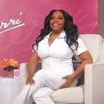 Sherri’s white denim jumpsuit on Sherri