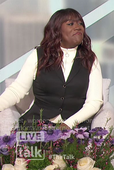 Sheryl's black waistcoat on The Talk