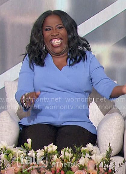 Sheryl’s blue peplum top on The Talk