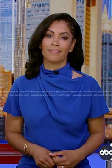 Shirleen's blue short sleeve jumpsuit on Good Morning America