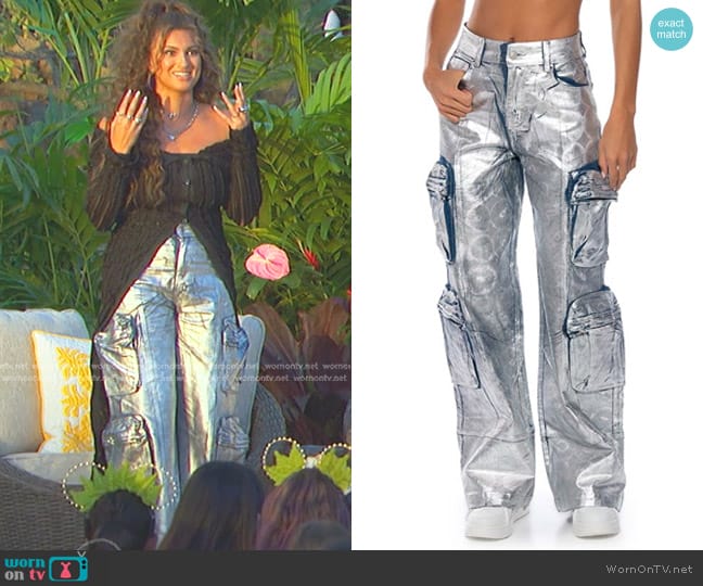 Akira Lead The Way Brushed Metallic Cargo Pants in Sliver worn by Tori Kelly on American Idol