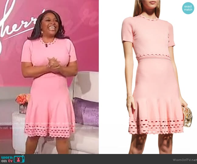 Shoshanna Gemma Ribbed Rick Rack Mini Dress worn by Sherri Shepherd on Sherri