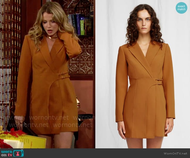 Significant Other Elka Dress in Caramel worn by Summer Newman (Allison Lanier) on The Young and the Restless