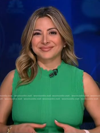 Silvana Henao’s green scalloped trim dress on NBC News Daily