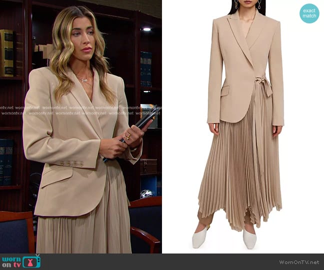 Simkhai Ambretta Combo Blazer Dress in Hazelwood worn by Sloan Peterson (Jessica Serfaty) on Days of our Lives