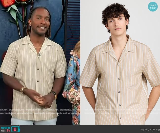 Simkhai Poe Camp Shirt worn by Scott Evans on Access Hollywood