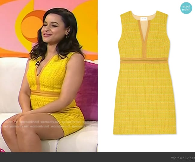 St. John Lurex Tweed Sleeveless Dress worn by Sara Cooper on Today