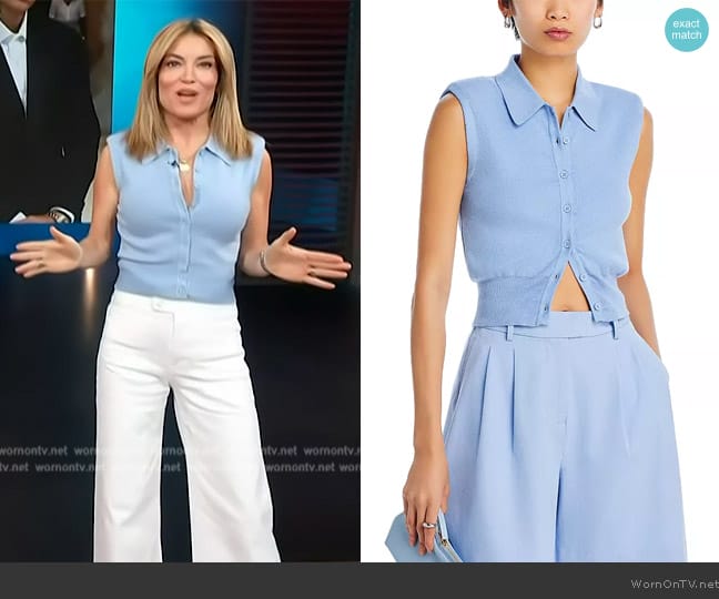 Staud Nola cropped cotton-blend sweater worn by Kit Hoover on Access Hollywood