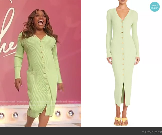 Staud Shoko Sweater Matcha worn by Sherri Shepherd on Sherri