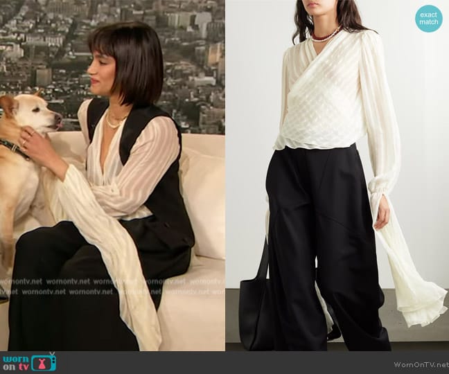 WornOnTV: Sofia Boutella’s white drape blouse and vest on The Drew ...
