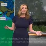 Stephanie Abrams’ navy sheath dress on CBS Mornings