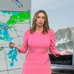 Stephanie Abrams’ pink puff sleeve dress on CBS Mornings