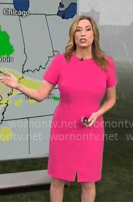 Stephanie Abrams’ pink short sleeve dress on CBS Mornings