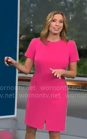 Stephanie Abrams’ pink short sleeve dress on CBS Mornings