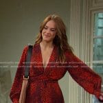 Stephanie’s red animal print dress on Days of our Lives