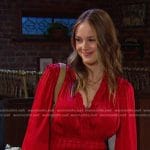 Stephanie’s red v-neck long sleeve dress on Days of our Lives