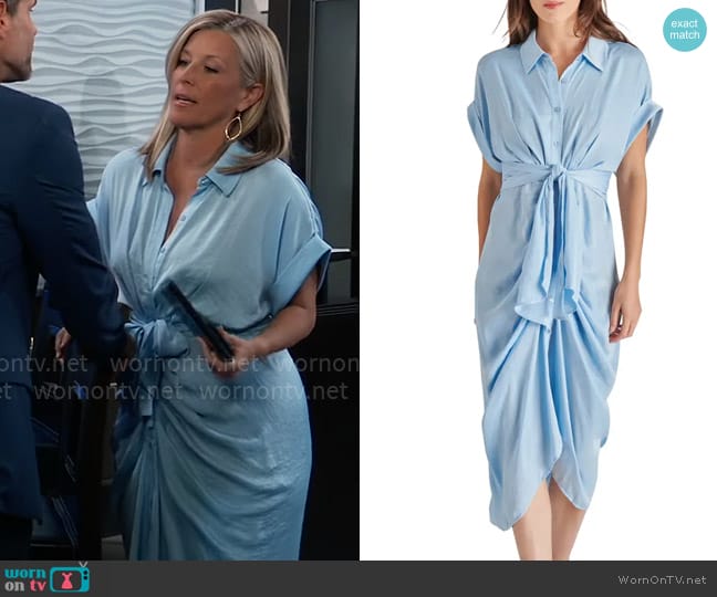 Carly’s blue shirtdress on General Hospital