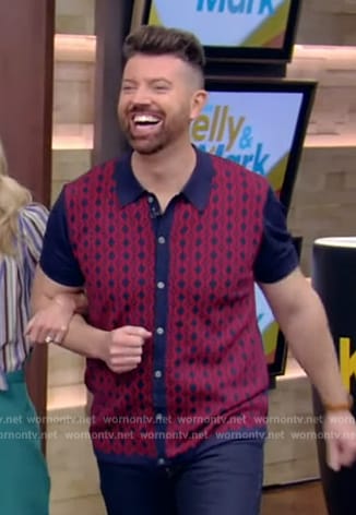 Steve Patterson's maroon and blue knit shirt on Live with Kelly and Mark